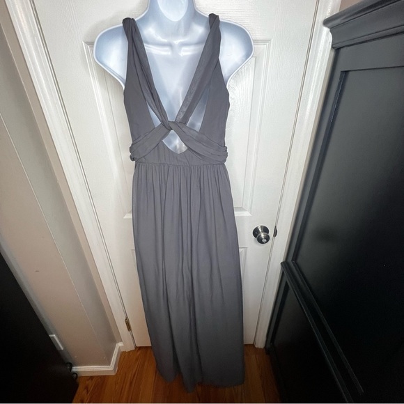 NWT Adrianna Papell Women's 2 Gray Chiffon Drape Back Gown Long Dress XS Formal - Picture 9 of 16